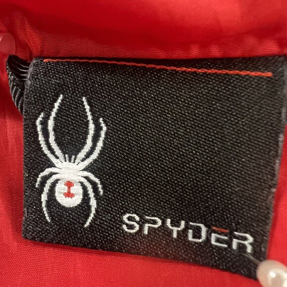 Spyder Boys Dark Gray Red Puffer Full Zip Jacket Hoodie Pockets Size L (14-16) - Picture 5 of 16